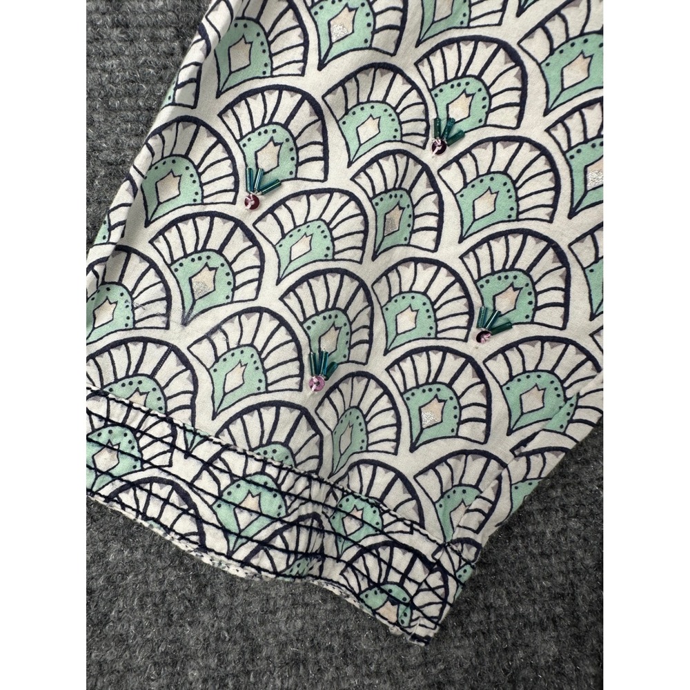 Lands End Womens Coastal Beaded Cotton Tunic Top Teal M 10-12 Beach Coverup - Picture 6 of 11